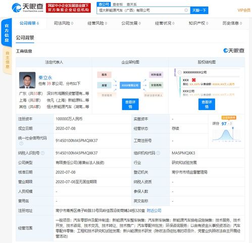 恒大新能源汽車(chē)成立兩家新公司 注冊(cè)資本總計(jì)15億元